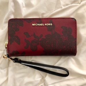 Michael Kors Red Lace Print Wallet